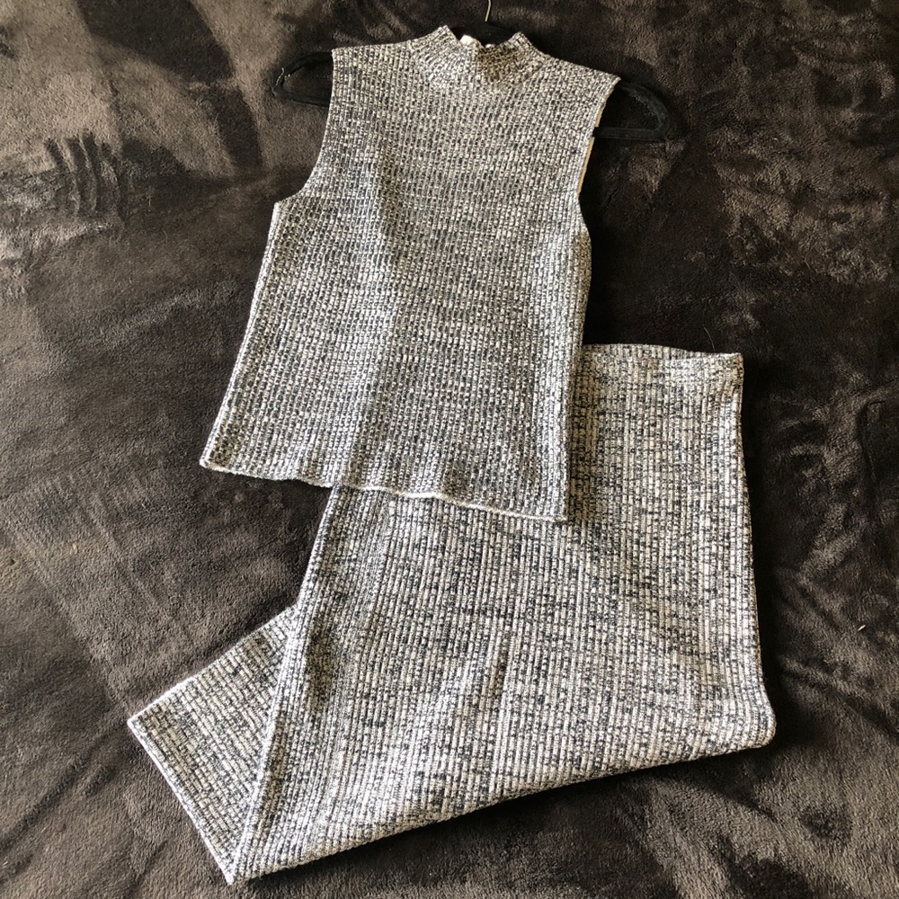 Theory ribbed two-piece - top and midi skirt